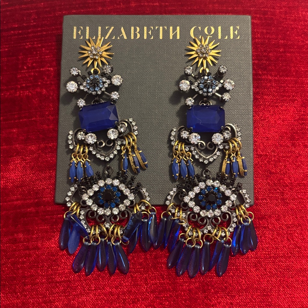 Elizabeth Cole Tutti Earrings In Gold And Blue Eye Motif